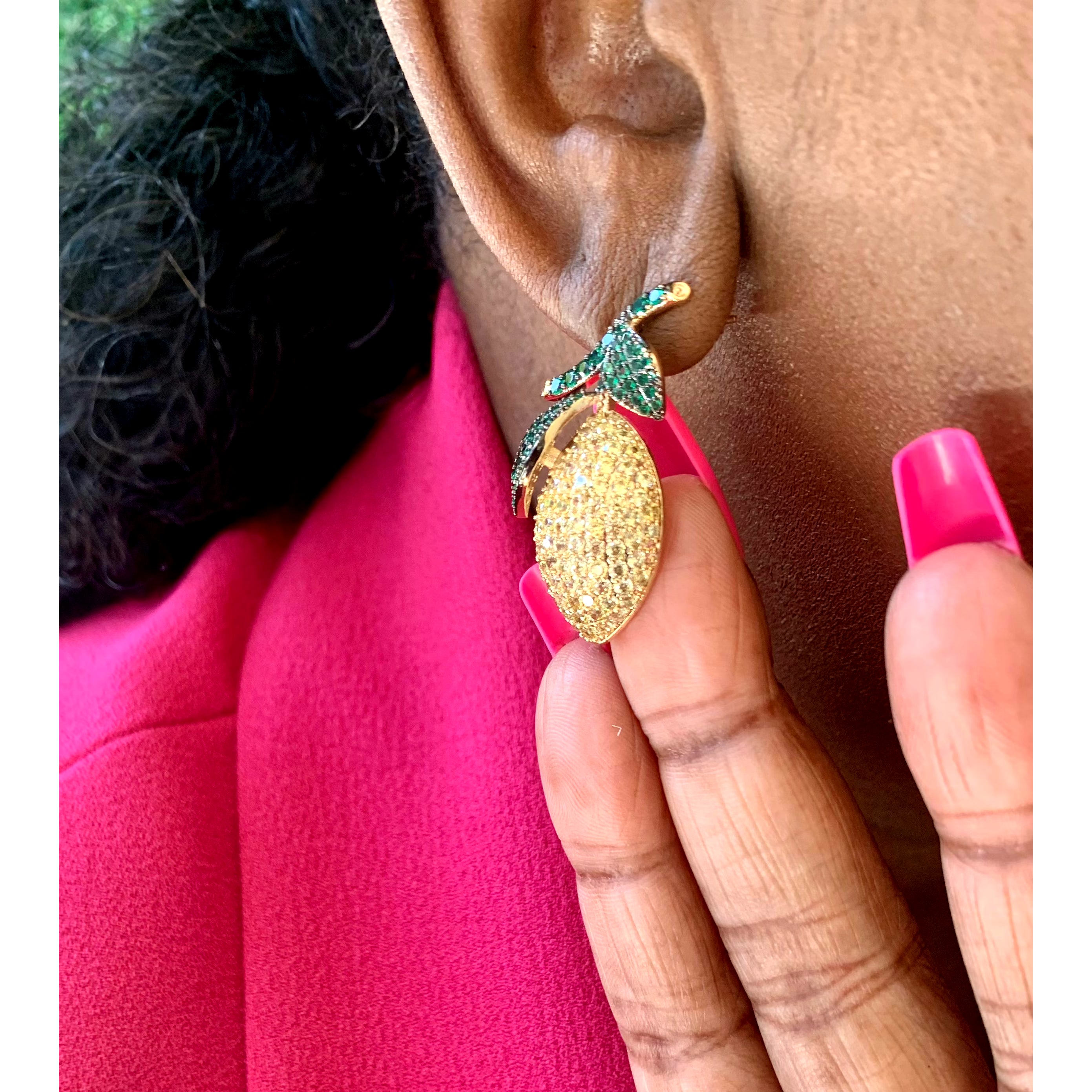 Lemon pavé earrings